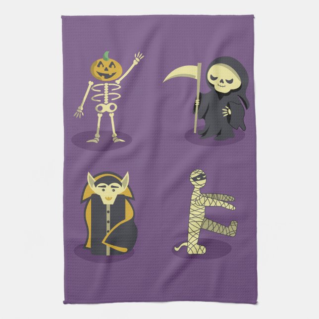 Halloween Skeleton Dracula Mummy Grim Reaper Kökshandduk (Vertikal)