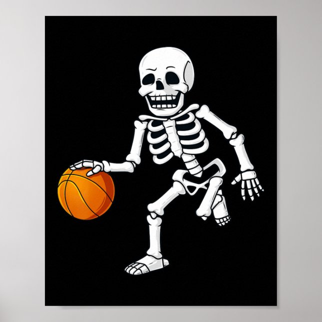 Halloween Skeleton Dribbling Basketball Boys Girls Poster (Framsidan)