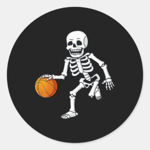 Halloween Skeleton Dribbling Basketball Boys Girls Runt Klistermärke