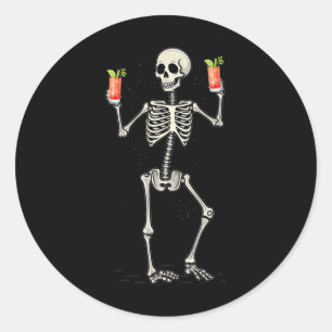 Halloween Skeleton Drinking Bloody Mary Svan Runt Klistermärke