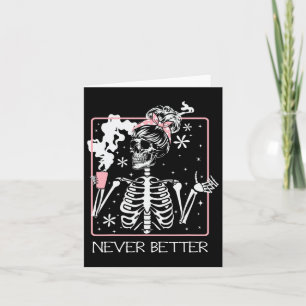 Halloween Skeleton Drinking Coffee Quote Aldrig Be Kort