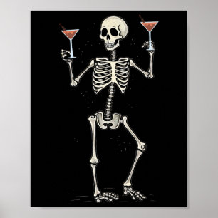 Halloween Skeleton Drinking Manhattan Svan Poster