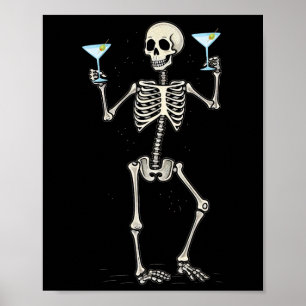 Halloween Skeleton Drinking Martini Svan Poster