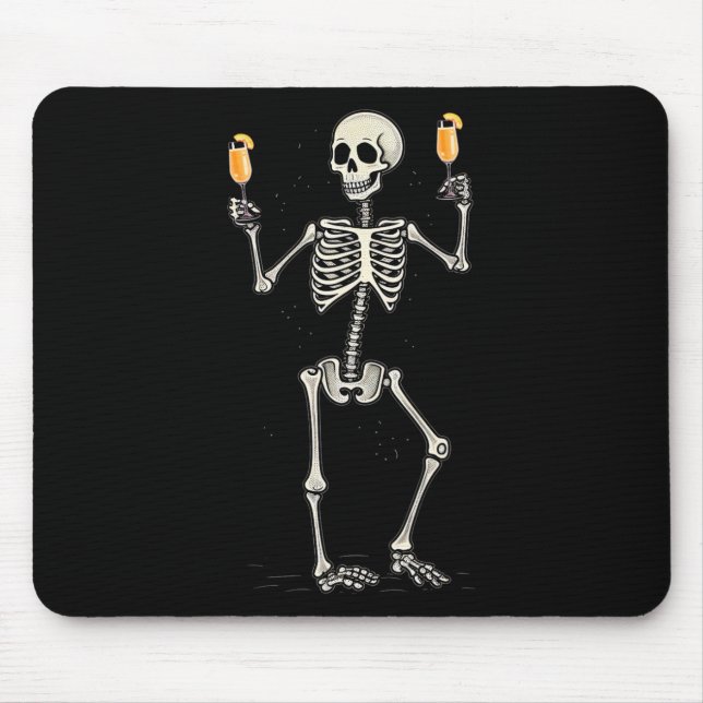 Halloween Skeleton Drinking Peach Bellini Svan Musmatta (Framsidan)