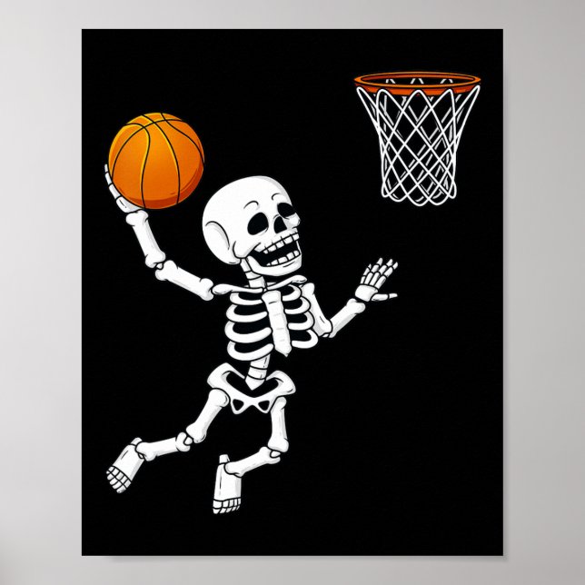 Halloween Skeleton Dunking Basketball Boys Girls K Poster (Framsidan)