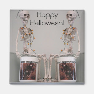 Halloween Skeleton Duo Strong Coffee Designad Magnet