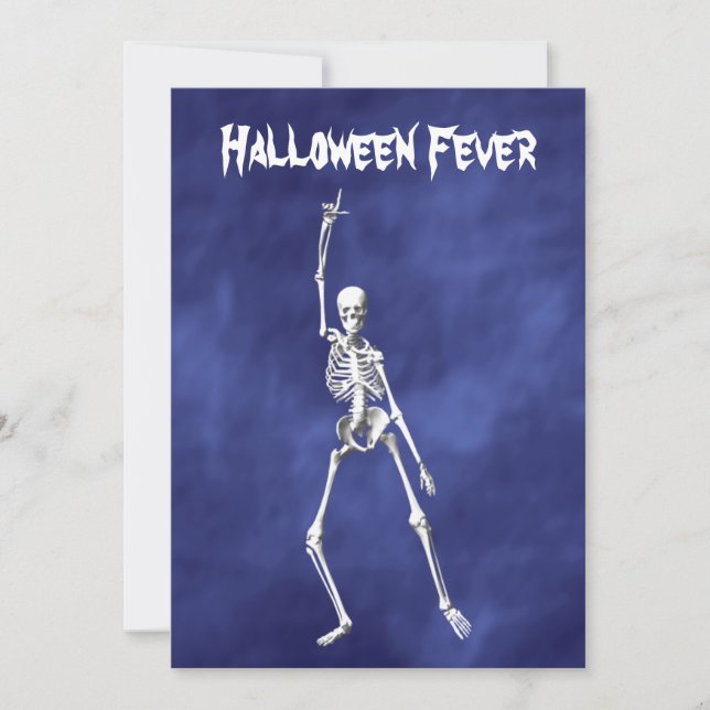 Halloween Skeleton-febern på Lila Dimma Inbjudningar (Framsida)