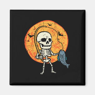 Halloween Skeleton Fisheries Costume Fisherman Man Magnet