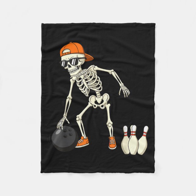 Halloween Skeleton Funny Bowling Lovers For Teens  Fleecefilt (Framsidan)