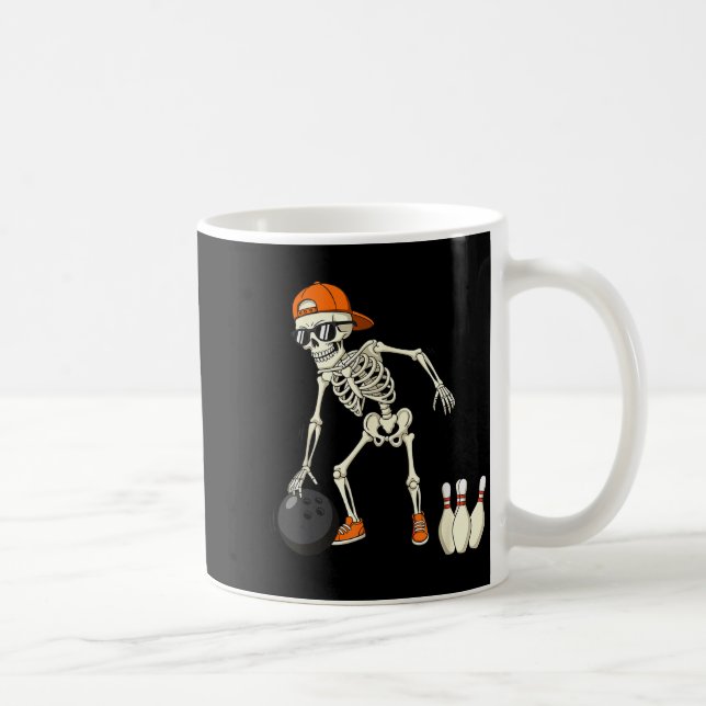 Halloween Skeleton Funny Bowling Lovers For Teens  Kaffemugg (Höger)