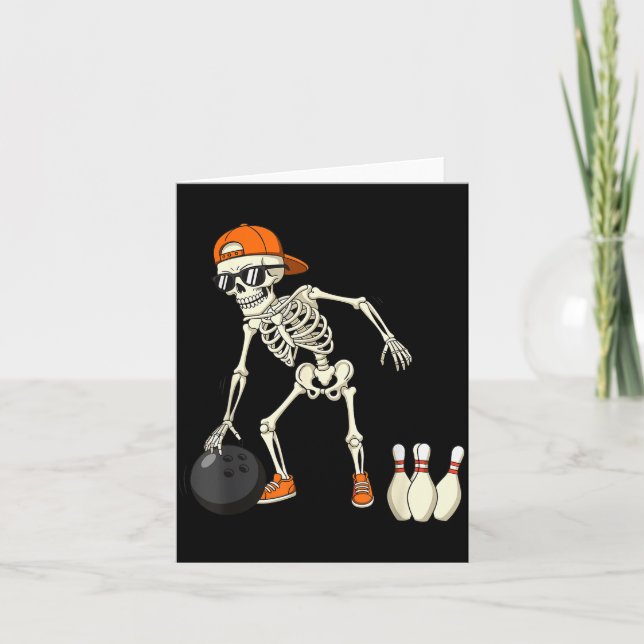 Halloween Skeleton Funny Bowling Lovers For Teens  Kort (Framsida)