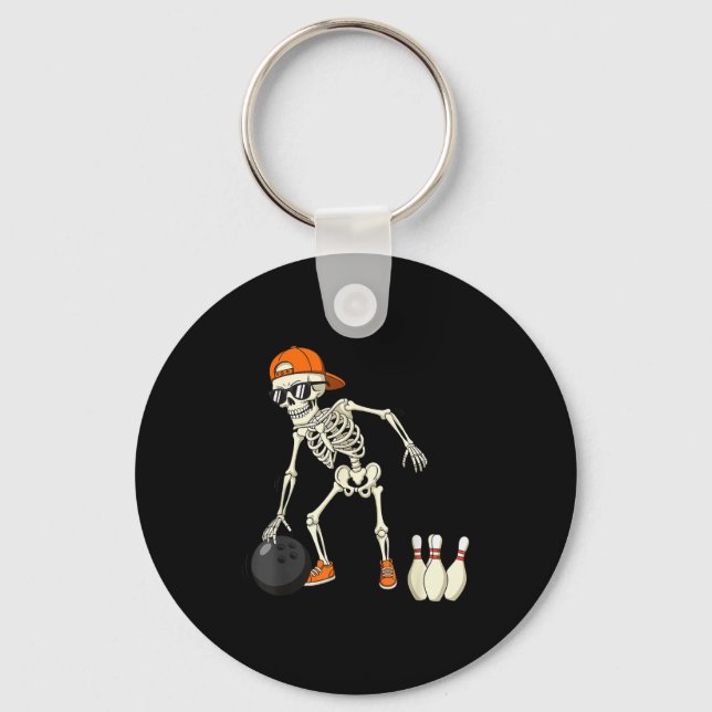 Halloween Skeleton Funny Bowling Lovers For Teens  Nyckelring (Framsida)