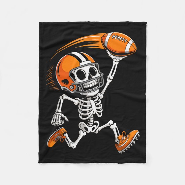 Halloween Skeleton Funny Football Shirt For Teens  Fleecefilt (Framsidan)
