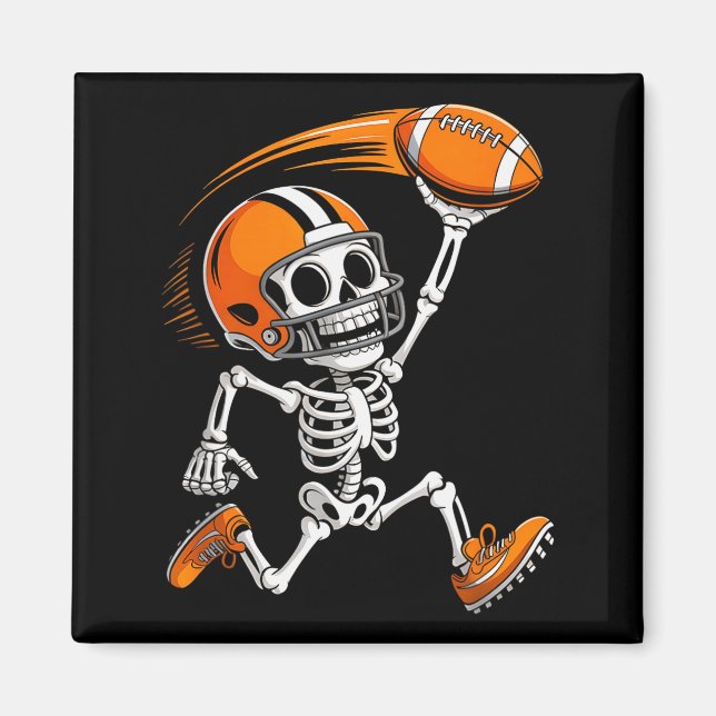 Halloween Skeleton Funny Football Shirt For Teens  Magnet (Framsidan)