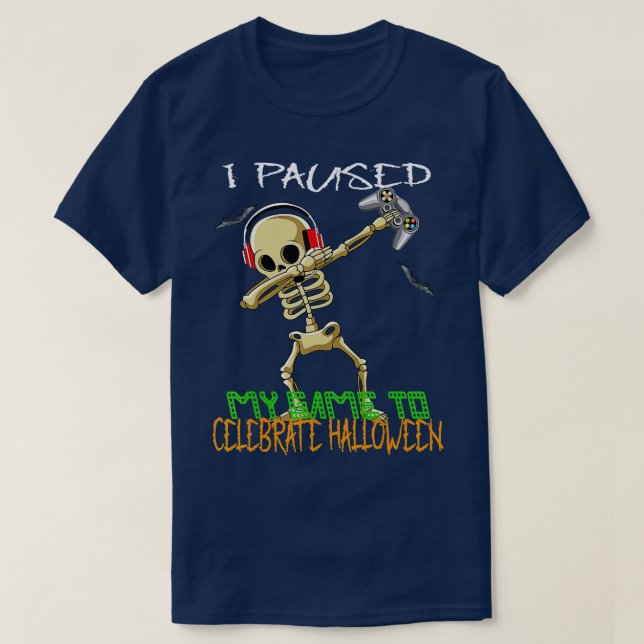 Halloween Skeleton funny Gamer ghost boys kids tee (Design framsida)