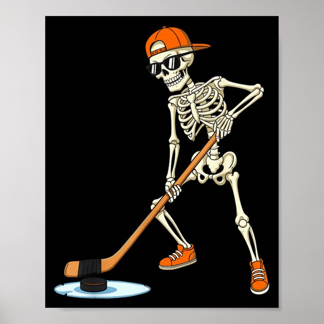 Halloween Skeleton Funny Hockey For Boys Teens Men Poster (Framsidan)