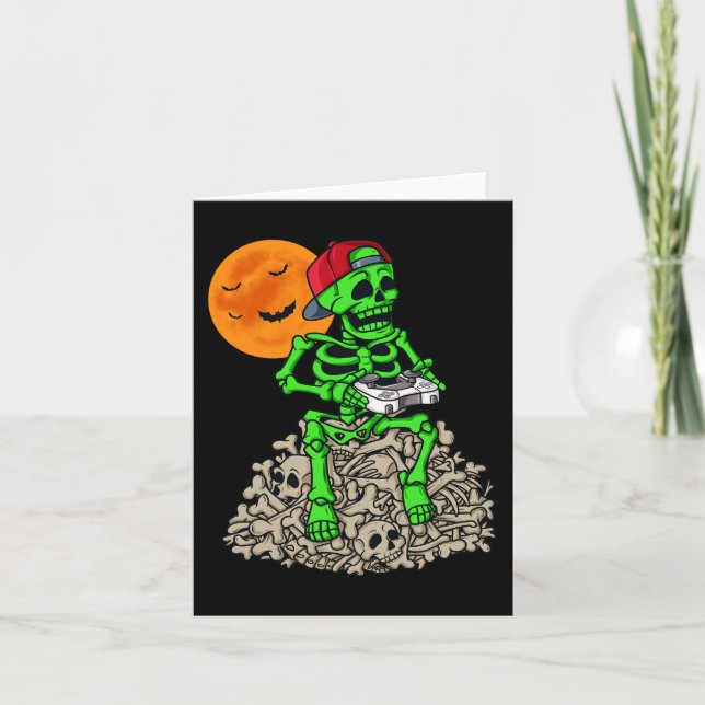 Halloween Skeleton Gamer Boys Kids Tonåringar spel Kort (Framsida)