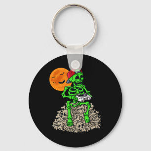 Halloween Skeleton Gamer Boys Kids Tonåringar spel Nyckelring