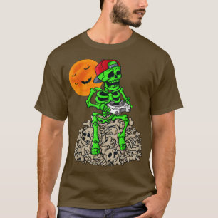 Halloween Skeleton Gamer Boys Kids Tonåringar spel T Shirt