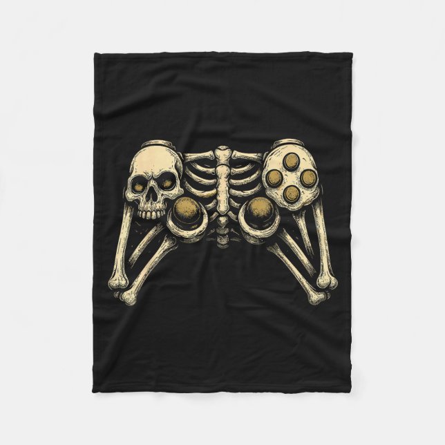 Halloween Skeleton Gamer Gaming Controller Costume Fleecefilt (Framsidan)