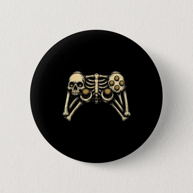 Halloween Skeleton Gamer Gaming Controller Costume Knapp (Framsida)