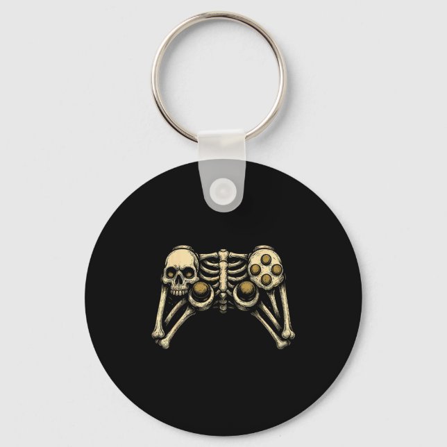 Halloween Skeleton Gamer Gaming Controller Costume Nyckelring (Framsida)