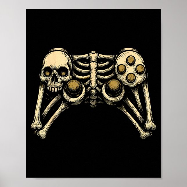Halloween Skeleton Gamer Gaming Controller Costume Poster (Framsidan)