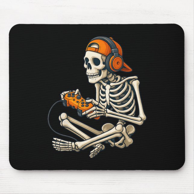 Halloween Skeleton Gamer-hörlurar Video Gaming C Musmatta (Framsidan)