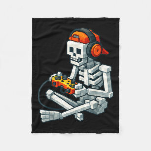 Halloween Skeleton Gamer Pixel Video Gaming Boys M Fleecefilt