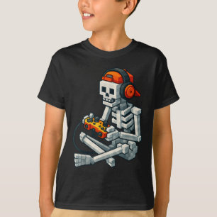 Halloween Skeleton Gamer Pixel Video Gaming Boys M T Shirt