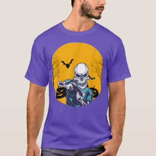 Halloween Skeleton Gamer-pojkgrafik för njursteen T Shirt