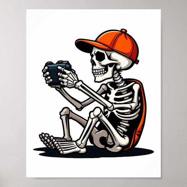 Halloween Skeleton Gamer Video Gaming 1  Poster (Framsidan)