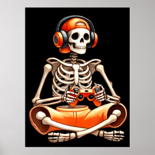 Halloween Skeleton Gamer Video Gaming Älskare Poster