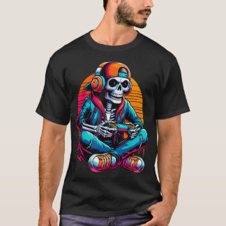 Halloween Skeleton Gamer Video Gaming T Shirt