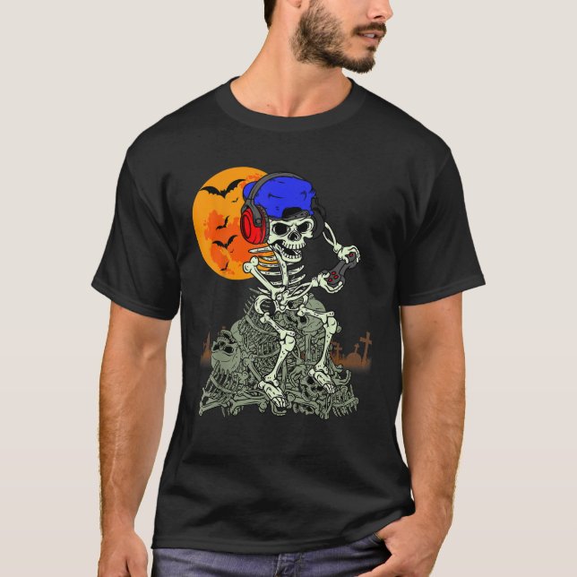 Halloween Skeleton Gamer-videospel - barn tonåring T Shirt (Framsida)