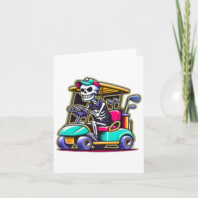 Halloween Skeleton Golf Cart Golfer 1 Kort (Framsida)