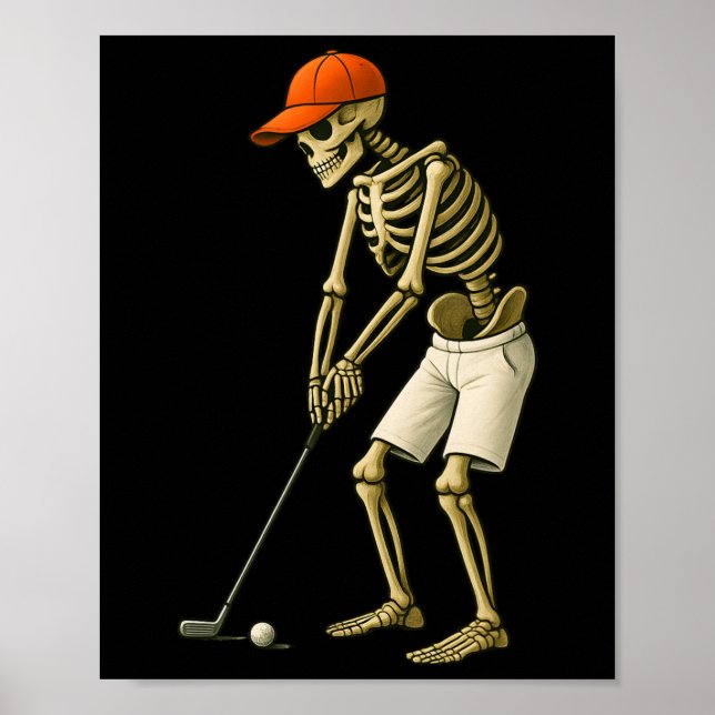 Halloween Skeleton Golf Costume Funny Manar Boys K Poster (Framsidan)