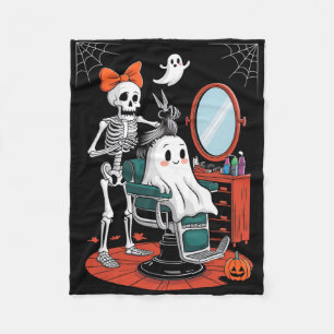 Halloween Skeleton Hairdresser Hairstylist Fleecefilt