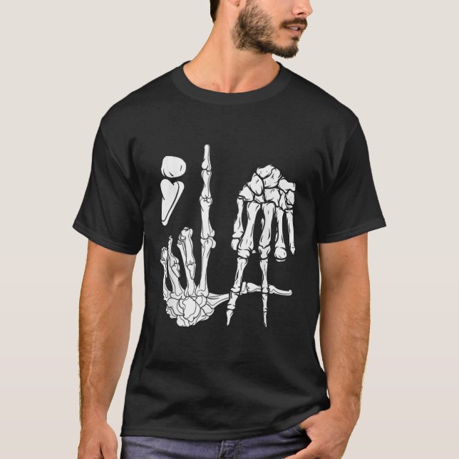 Halloween Skeleton Hand Comma La Punpunkation Kama T Shirt (Framsida)