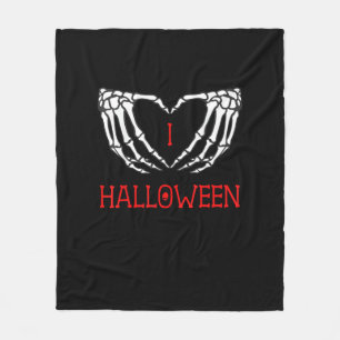 Halloween Skeleton Händer Forming Heart Gothic Fleecefilt