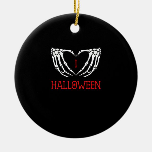 Halloween Skeleton Händer Forming Heart Gothic Julgransprydnad Keramik (Framsidan)