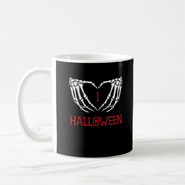 Halloween Skeleton Händer Forming Heart Gothic Kaffemugg (Vänster)