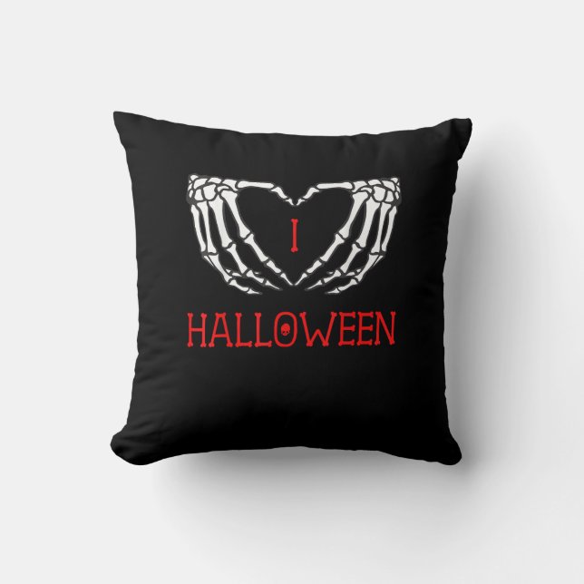 Halloween Skeleton Händer Forming Heart Gothic Kudde (Framsida)