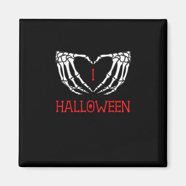 Halloween Skeleton Händer Forming Heart Gothic Magnet (Framsidan)