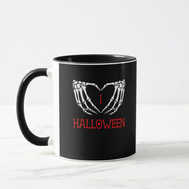 Halloween Skeleton Händer Forming Heart Gothic Mugg (Vänster)