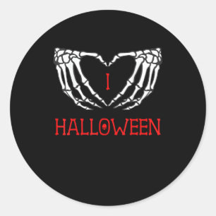 Halloween Skeleton Händer Forming Heart Gothic Runt Klistermärke