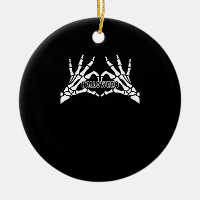 Halloween - Skeleton Händer Heart Julgransprydnad Keramik (Framsidan)