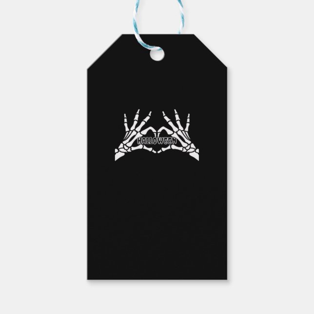 Halloween - Skeleton Händer Heart Presentetikett (Framsidan)
