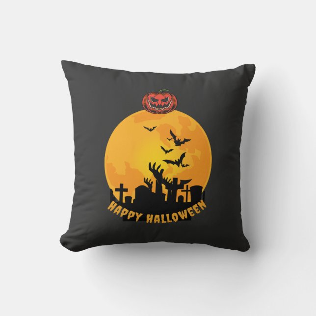 Halloween Skeleton Hands T-Shirt | Funny Spooky Pu Kudde (Framsida)