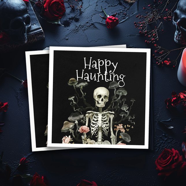 Halloween Skeleton Haunted Forest Party Black Pappersservett (Skapare uppladdad)